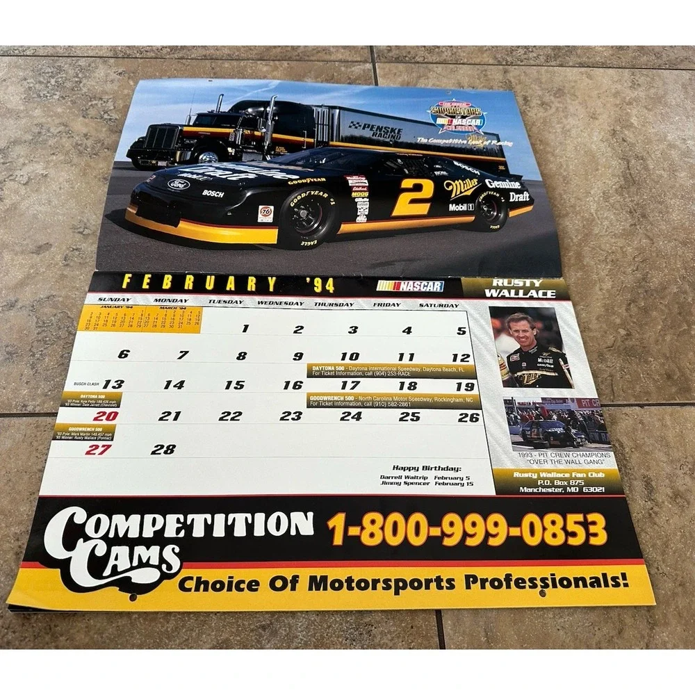 1994 superstars of NASCAR calendar.  Mark Martin, Bill Elliott, Ken Schrader.
